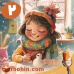 کاور پادکست روهین کودک برای قصه دنیای نقاشی - یک دختر بچه در حال نقاشی کردن است.